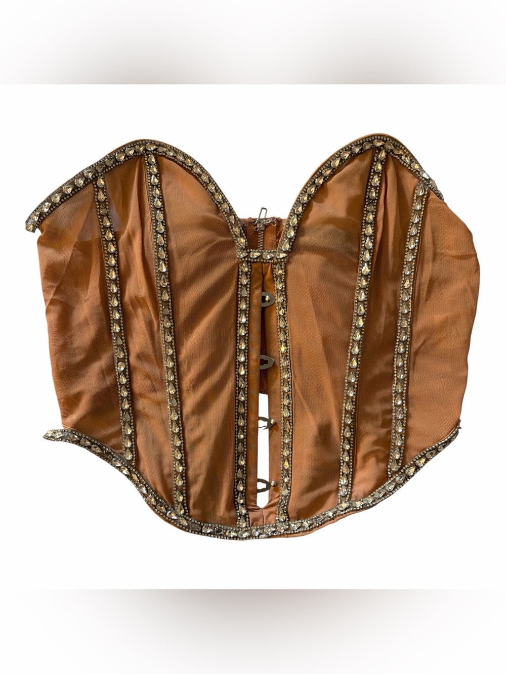 Akira I’m Legit Rhinestone Trim Mesh Corset